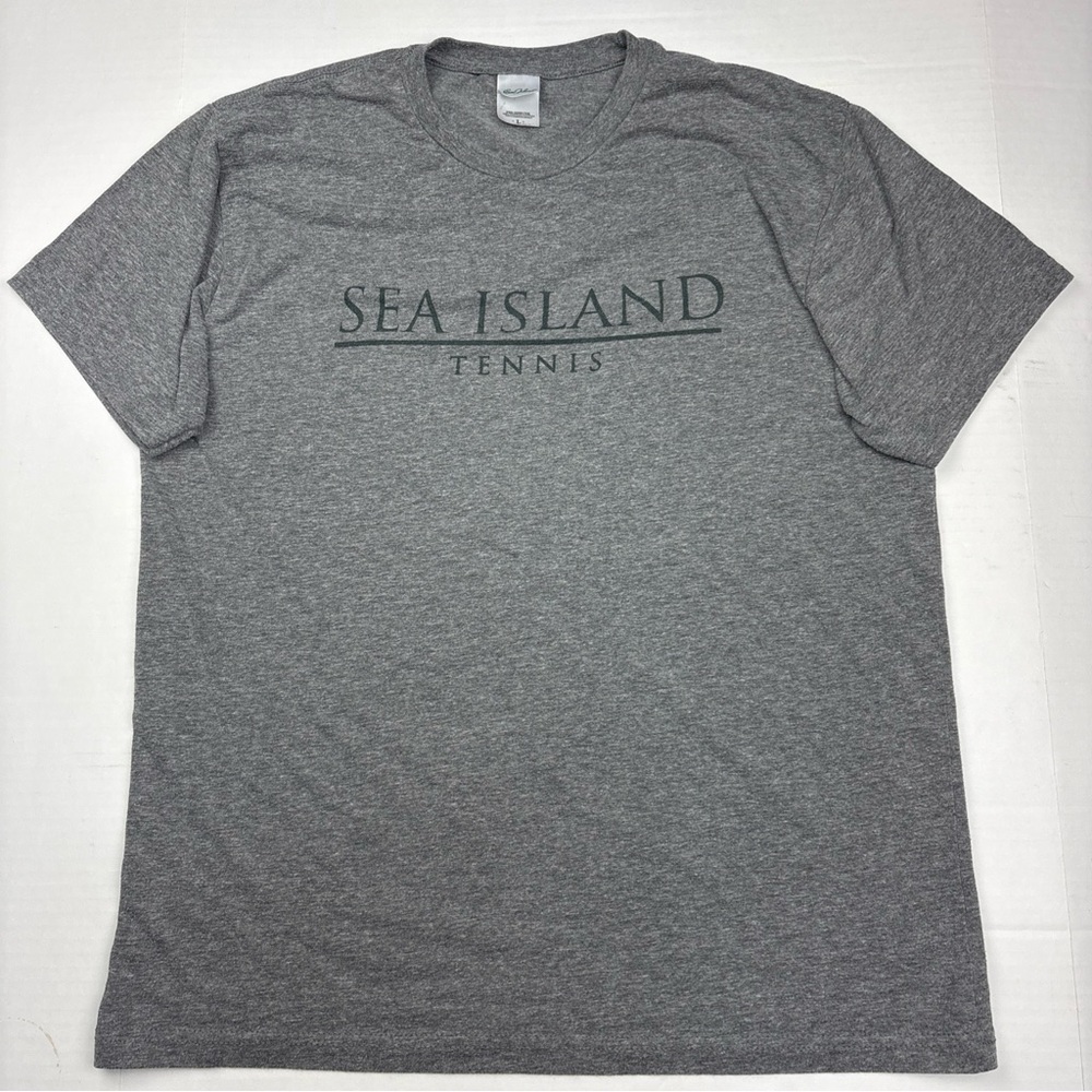 Sea Island Tennis Women Large T-Shirt Athletic Gray Short Sleeve Cotton Georgia